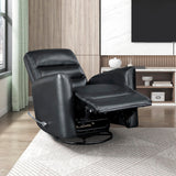 Lexicon Swivel Glider Recliner Chair, Comfy Nursery Glider, Faux Leather Recliner, Manual Reclining Chair for Living Room/Office/Apartment, Black Lexicon