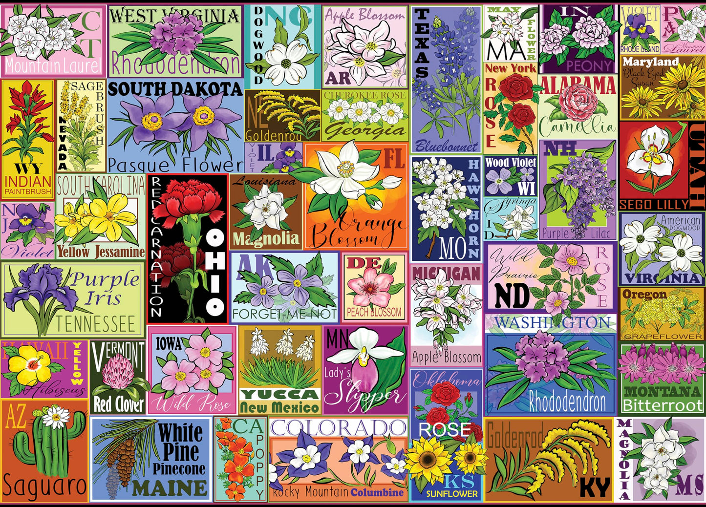 Ceaco - Tracy Flickinger - State Flowers - 1000 Piece Jigsaw Puzzle