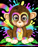 DIAMOND ART CLUB Rainbow Lil Monkey Diamond Painting Kit, Fun DIY Crafts for Adults, Round Diamond Art Canvas for Beginners, 13" x 16" (33cm x 40.7cm) DIAMOND ART CLUB