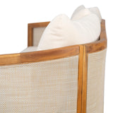 Christopher Knight Home Catania Acacia Wood Outdoor 3 Seater Sofa with Cushions, Wooden Patio Sofa Couch with Cushion, Comfy Garden Cloud Sofa Couch with Textilene Armrest, Teak+ Beige Christopher Knight Home