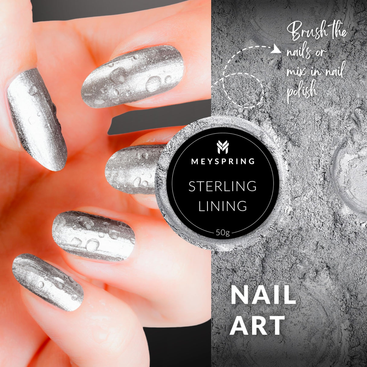 MEYSPRING Sterling Lining - True Metallic Pigment for Epoxy, Casting & UV Resin - Silver Metallic Pigment Powder for Resin Art & Makeup MEYSPRING