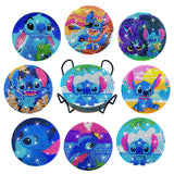 FILASLFT 8 Pcs Diamond Painting Coasters with Holder, Beginners DIY Diamond Art Coasters Crafts for Adults,Small Diamond Painting Kits Circular Coaster Suitable for Gifts and Office Home FILASLFT