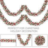Sggvecsy 49.2Ft Christmas Green Red White Tinsel Garland Xmas Tree Decorations Christmas Metallic Twist Garland Ceiling Hanging Decorations for New Year Party Birthday Holiday Indoor Outdoor Supplies Sggvecsy
