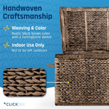 Click365 Storage Trunk, Farmhouse Style, Extra Large (33”), Deep, Woven Wicker Chest With Metal Frame, 2 Handles, Flip Top Lid and Stay Open Safety Hinges, Sustainable Eco Material, Rustic Brown ClickDecor