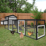 Ketive 116" Large Chicken Coop with Run, Outdoor Wooden Hen House for 3-5 Chickens, Poultry Cage with Nesting Boxes, 4 Perches, Leakproof Pull-Out Tray, Ramp, and Expandable Design for Small Animals ketive