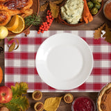 Home Brilliant Red Placemats Set of 6 Farmhouse Buffalo Plaid Table Mats Heat Resistant Dining Dinner Place Mats for Christmas Kitchen Table Dinner Mats, 13 x 19 inches, Checker, Crimson Home Brilliant