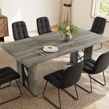 HIPIHOM 7-Piece Dining Table Set for 6-8 People, 70.8" MDF Kitchen Table with 6 Upholstered Chairs, Space-Saving for Dining Room, Breakfast Nook(Grey Table+6 U-Shaped Black Chairs) HIPIHOM