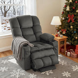 MCombo Large Triple Motor Power Lift Recliner Chair with Massage and Dual Heating, Adjustable Headrest for Tall Elderly People, Fabric 7634 (Grey, Large) MCombo