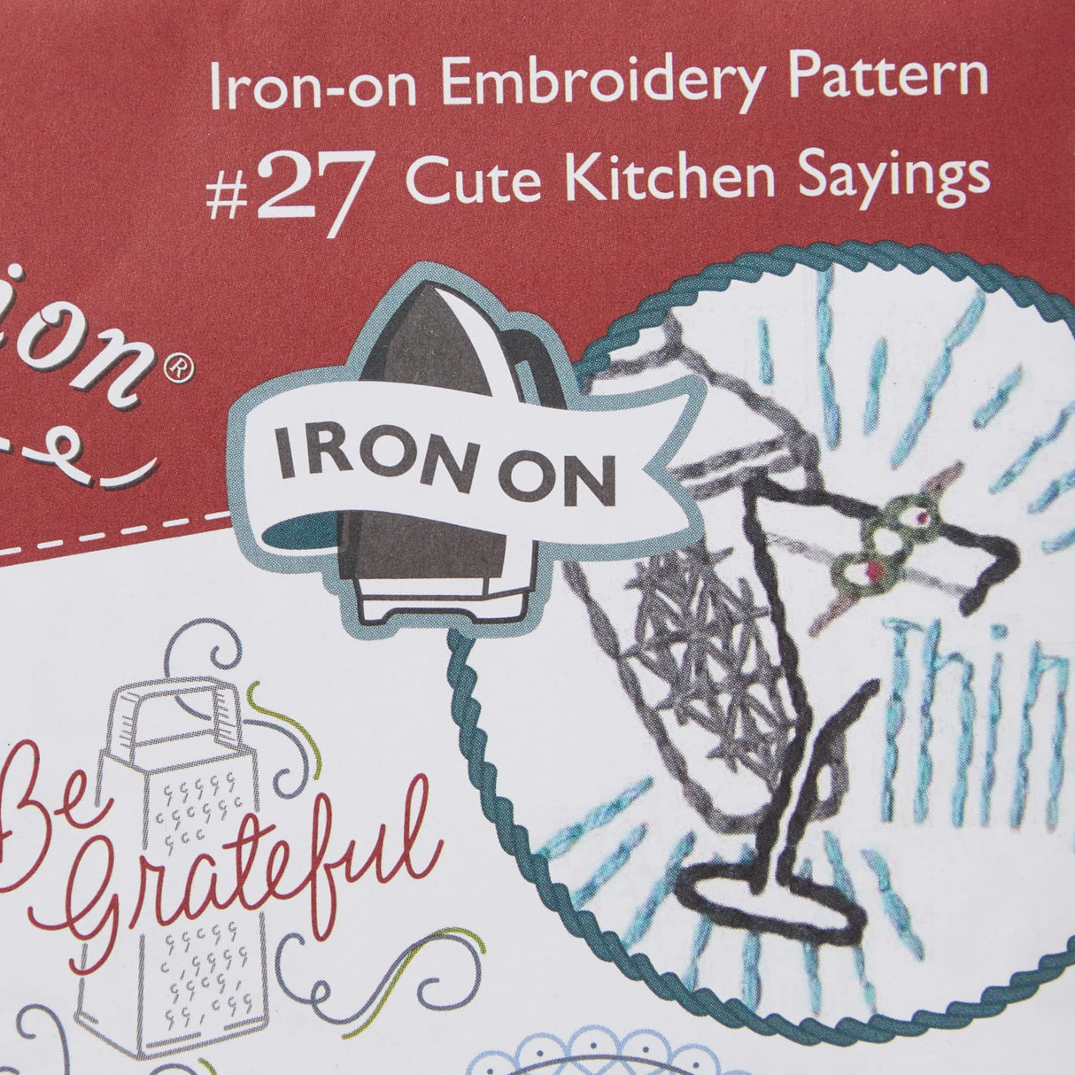 Stitcher's Revolution SR27 Cute Kitchen Sayings Iron-On Transfer Patterns for Embroidery, Aunt Martha's