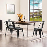 Yaheetech Farmhouse Dining Bench Industrial Metal Bench with Upholstered Seat with and Removable Backrest for Entryway, Garden, Backyard, Black Yaheetech