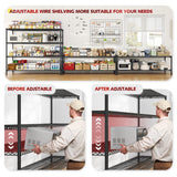 REIBII 55.5''W Storage Shelves 2500LBS Wire Shelving Unit with Wheels Heavy Duty Metal Shelves for Storage Adjustable Garage Storage Rack Pantry Shelf Kitchen Shelving, 75.6" H X 55.5''W X 24" D, 4PCS REIBII