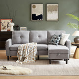 Pingliang Home Sectional Sofa Couches for Living Room, Modular 3 Seats Sectional Sofas L Shaped Couch with Storage and Reversible Chaise, Linen Fabric, 79" (Light Grey) Pingliang Home