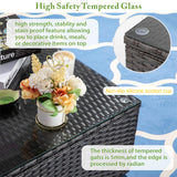 Vongrasig 5 Piece Patio Furniture Sets, All-Weather Brown PE Wicker Outdoor Couch Sectional Set, Small Conversation Set for Garden/Patio w/Ottoman, Glass Table, Red Pillow, Beige Vongrasig