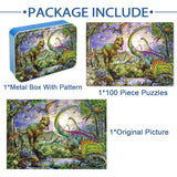 LELEMON Puzzles for Kids Ages 4-8,Dinosaur 100 Piece Puzzles for Kids,Educational Kids Puzzles Jigsaw Puzzles in a Metal Box,Children 100 Piece Puzzle Games Puzzle Toys for Girls and Boys LELEMON