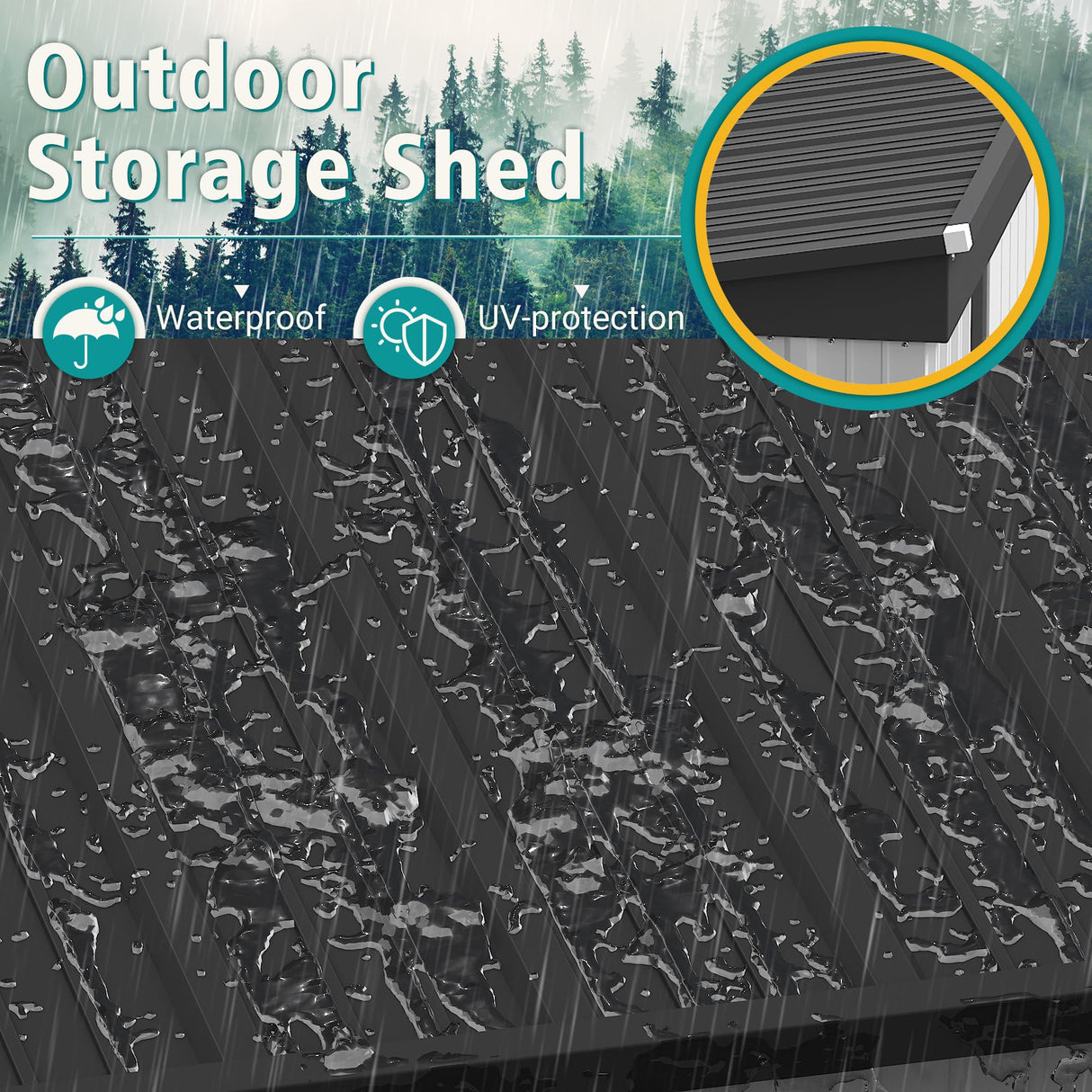 GUNJI 5 x 3 FT Shed Outdoor Storage Shed Metal Garden Shed with Lockable Door Outside Waterproof Tool Shed for Backyard, Patio, Lawn (White) GUNJI