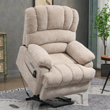 Large Power Lift Recliner Chair with Massage and Heat for Elderly, Ergonomic Backrest, Infinite Adjust, 2 Side Pockets,USB and Type-C Ports, Chenille Beige Luxlen