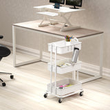 Simple Houseware Heavy Duty 3-Tier Metal Utility Rolling Cart, White Simple Houseware