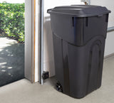 United Solutions 32 Gallon Wheeled Outdoor Garbage Can with Attached Snap Lock Lid and Heavy-Duty Handles, Black, Heavy-Duty Construction, Perfect Backyard, Deck, or Garage Trash Can, 2 Pack United Solutions