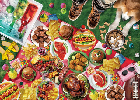 Funny Food Camping Picnic Puzzles for Adults 1000 Pieces, Summer Dog Baseball Jigsaw Puzzles, Animal Colorful Pizza Candy Fruit Puzzle Larkipuzz