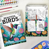 TPLHOUSE Beautiful Birds Coloring Book Spiral Bound for Adults, Premium Cover, 30 Serene Coloring Pages of Tropical Birds for Stress Relief and Relaxation TPLHOUSE