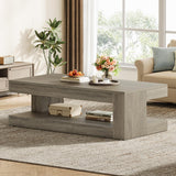 Tribesigns Coffee Table for Living Room, 47.24-Inch Farmhouse 2-Tier Accent Center Tea Cocktail Table with Storage, Elegant Grey, Rectangular Tribesigns