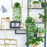 Artificial Hanging Plants for Shelf, 4 Pack Fake Potted Greenery Faux Eucalyptus Vine, Mandala Vine, String of Pearls,Pea pod Leaves in Pot for Office Living Room Bathroom Indoor Outdoor Décor Palonu