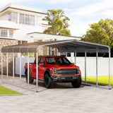 YITAHOME 12 x 20 FT Outdoor Metal Carport, Heavy Duty Carport Canopy for Outside with Metal Roof, Garage Car Shelter Shade for Boats, Car, Truck, Gray YITAHOME