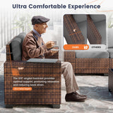 UDPATIO Patio Furniture Set with Fire Pit Table, 8 Inch Armrest Outdoor Sectional Sofa, 7 Piece Wicker Outdoor Furniture Conversation Sets with Waterproof Cover for Backyard Deck(Brown/Dark Grey) UDPATIO