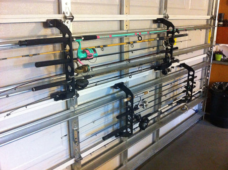 Cobra Storage Garage Door Storage Rack - 21" Black ABS Plastic Fishing Rod Holder - Ultimate Garage Organization for Fishing Gear and Equipment, Saltwater Fishing Gear Cobra Garage Door Storage Solutions