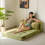 MAXYOYO Convertible Sofa Bed, Fold Out Loveseat Sleeper Sofa with Pillow, 4 in 1 Tufted Folding Couch Bed Foam Floor Couch, Lazy Chair for Living Room Bedroom Guest Room, Green MAXYOYO