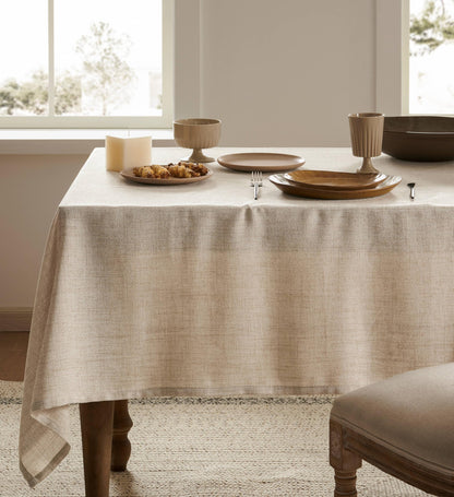 YZJZEDS Linen Tablecloth for Rectangle Table 60x84 Inch Natural, Farmhouse Style Neutral Tablecloth, Water Resistant Burlap Tablecloths for Dining Table Farmhouse Kitchen