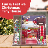 Prextex DIY Tiny House Kit Christmas Scene - Miniature House, Model Home, and Mini Room Kits for a Festive Holiday Building Experience - LED Lights, Snowman, Piano Set and Christmas Tree - Age 10+ PREXTEX