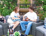 ABCASA Outdoor Patio Furniture Set with Coffee Table,7 Pieces Half-Moon Curved Outdoor Sectional Sofa and Side Table Waterproof Cover, Wicker Rattan Patio Coversation Set for Porch,Backyard,Pool(Grey) ABCASA