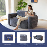 MAXYOYO Giant Bean Bag Chair for Adults, Ultra Soft Fluffy Loveseat Bean Bag Sofa, Oversized Floor Sofa for Living Room Bedroom, Cozy Reading Chair with Filler, Dark Grey MAXYOYO