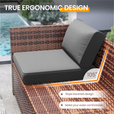 UDPATIO Patio Furniture Set, Modular Outdoor Sectional with 105°Slanted Back, 7 Pieces Rattan Conversation Set for Poolside, Backyard, Deck, with Coffee Table, Waterproof Cover,Grey UDPATIO