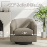 Pia Ricco Swivel Barrel Accent Chairs Set of 2, 360° Swivel Round Sofa Chair, Comfy Upholstered Fabric Single Sofa Club Armchair for Living Room/Reading Room/Bedroom, Light Brown Pia Ricco