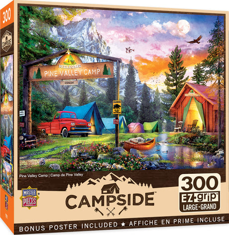 MasterPieces - 300 Piece Jigsaw Puzzle, Large EZ Grip Shapes, Pine Valley Camp, Fun for Adults, Seniors, Family, Kids, Non-Glare Finish, 18"x24" Masterpieces