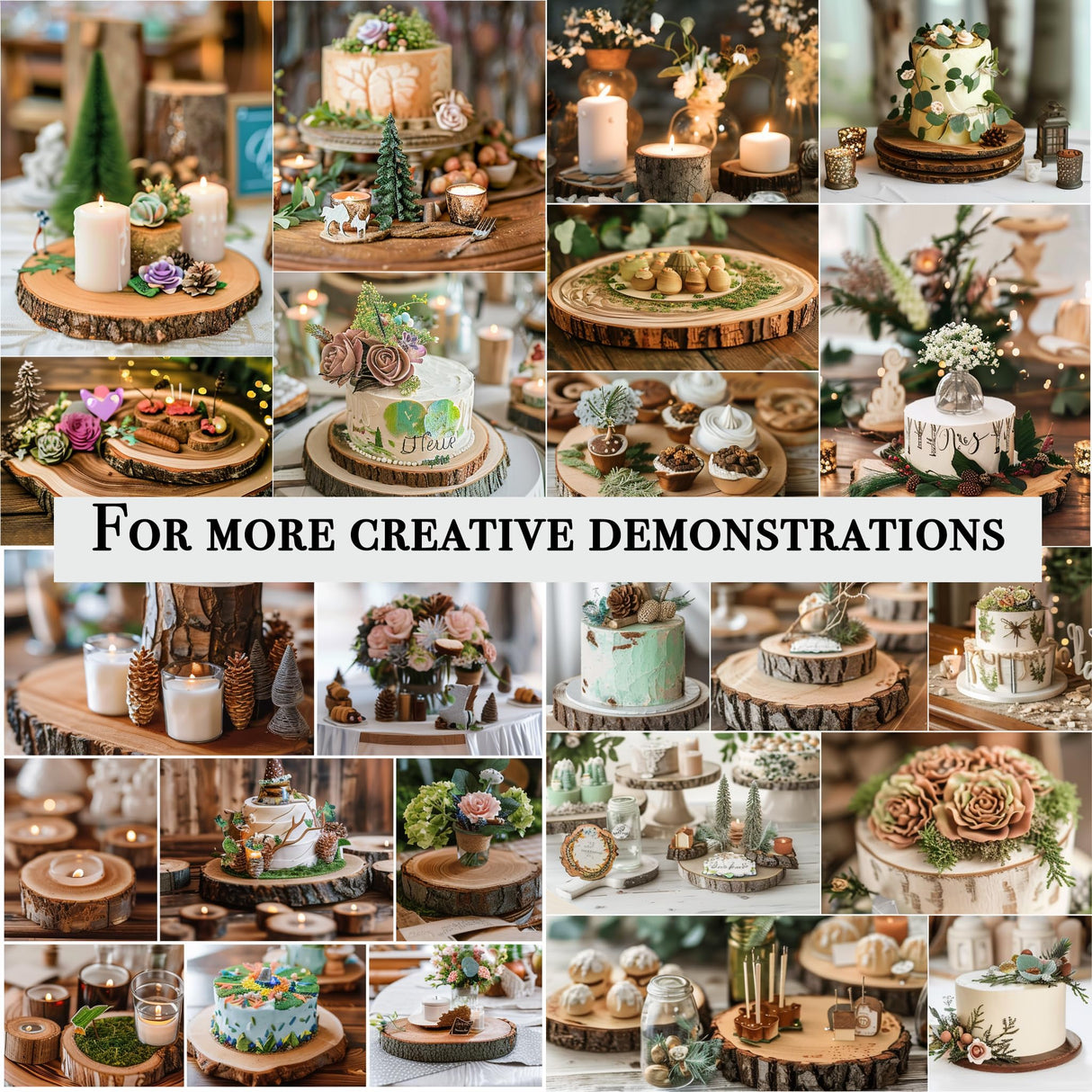 10 Pcs Large Wood Slices for Centerpieces - Rustic Wood Centerpieces for Tables, Natural Wood Slabs, Ideal for Weddings, Crafts, and DIY Projects (8-9 inch) Rochoseng