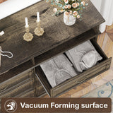 Yechen Farmhouse 6 Drawers Double Dresser, 47'' Wide Dresser Chest of Drawers with 2 Open Shelves, Dresser TV Stand, Rustic Wood Storage Dresser Organizer for Bedroom, Hallway, Entryway, Living Room Yechen