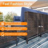 Trumbeak 7 Pieces Patio Furniture Set Wicker Outdoor Sectional Sofa,All Weather Brown PE Rattan Outdoor Conversation Set w/Thick Cushions and Glass Coffee Table,NavyBlue Trumbeak