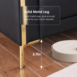 FOTOSOK 78'' Sofa, Black Sofas Couches for Living Room, Comfy Sofa Faux Leather Sofa 3 Seater Sofa with 2 Throw Pillows and Gold Metal Legs, Deep Seat Sofas for Living Room (Black) FOTOSOK