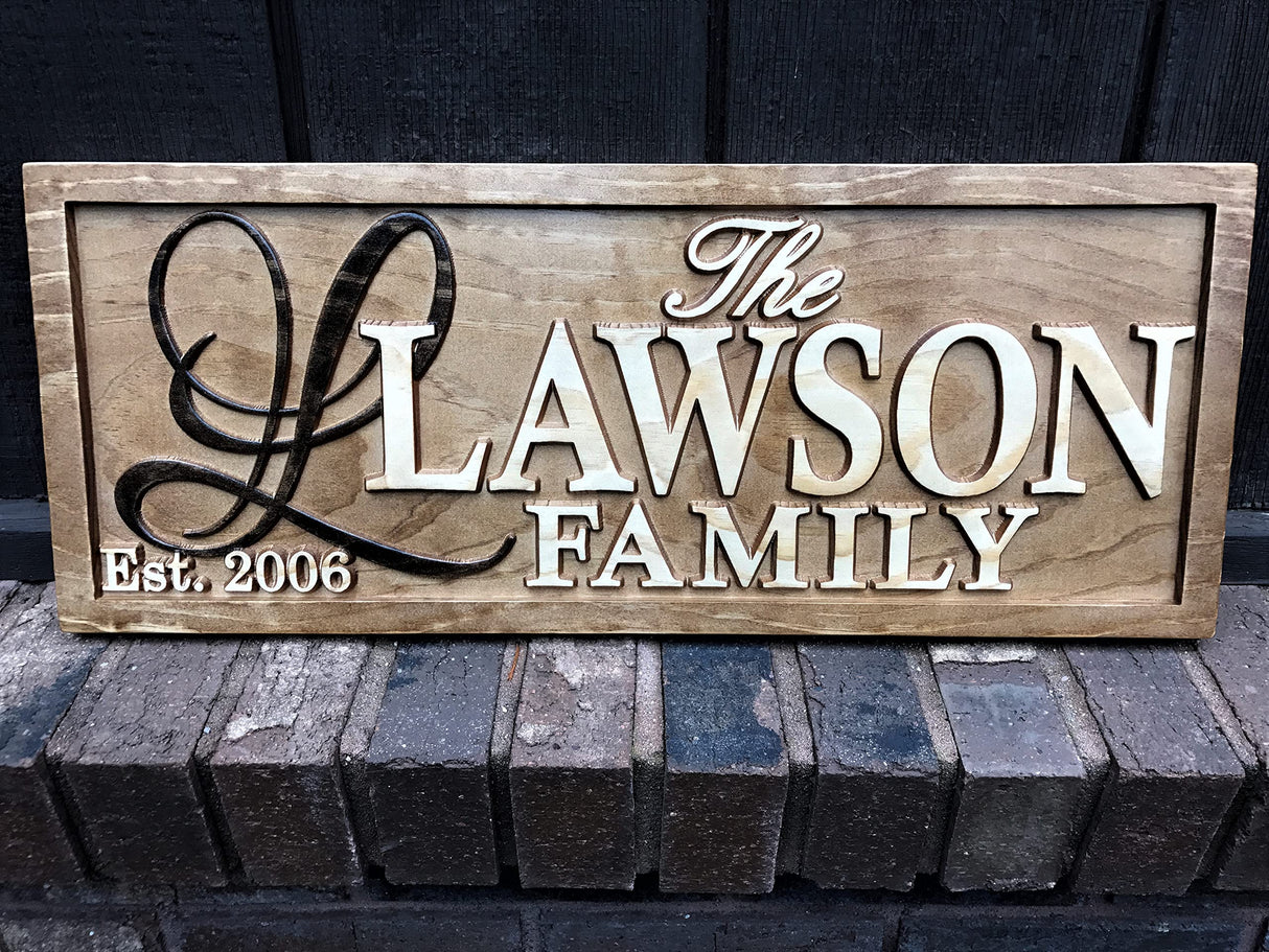 Personalized Lake House Sign Custom Wood Sign Carved Last Name Wooden Signs Home Décor 3D Cabin Rustic Lakehouse Personalized Wedding Gift Established Sign Family Name Sign 5 Year Anniversary Gift 3D Woodworker