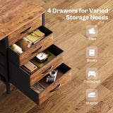 Huuger 63 Inch Computer Desk with 4 Drawers, Office Desk with Mesh Shelf, Gaming Desk, Large Storage, Writing Desk Work Desk for Home Office, Study, Bedroom, Work from Home, Rustic Brown Huuger