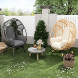 CHINNLUU Outdoor Egg Chair Wicker Oversized Egg Basket Chair with Stand Lounger Chairs with Cushion 500lbs Capacity for Patio Garden Backyard Balcony CHINNLUU