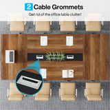 Tribesigns 8FT Conference Table, 94.49 L x 47.24 W x 29.53 H Inches Large Meeting Table/Podcast Table for 10 People, Business Style Wooden Training Table with Strong Metal Frame for Office Conference Tribesigns