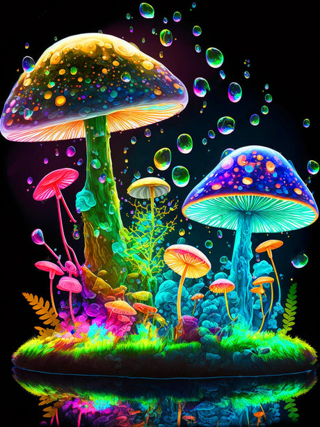 Mushroom Diamond Art Painting Kits for Adults - 5D Round Full Drill Diamond Paintings for Beginners, DIY Gem Art Crafts Perfect for Home Wall Decor Relaxation Gifts 11.8x15.7inch Generic