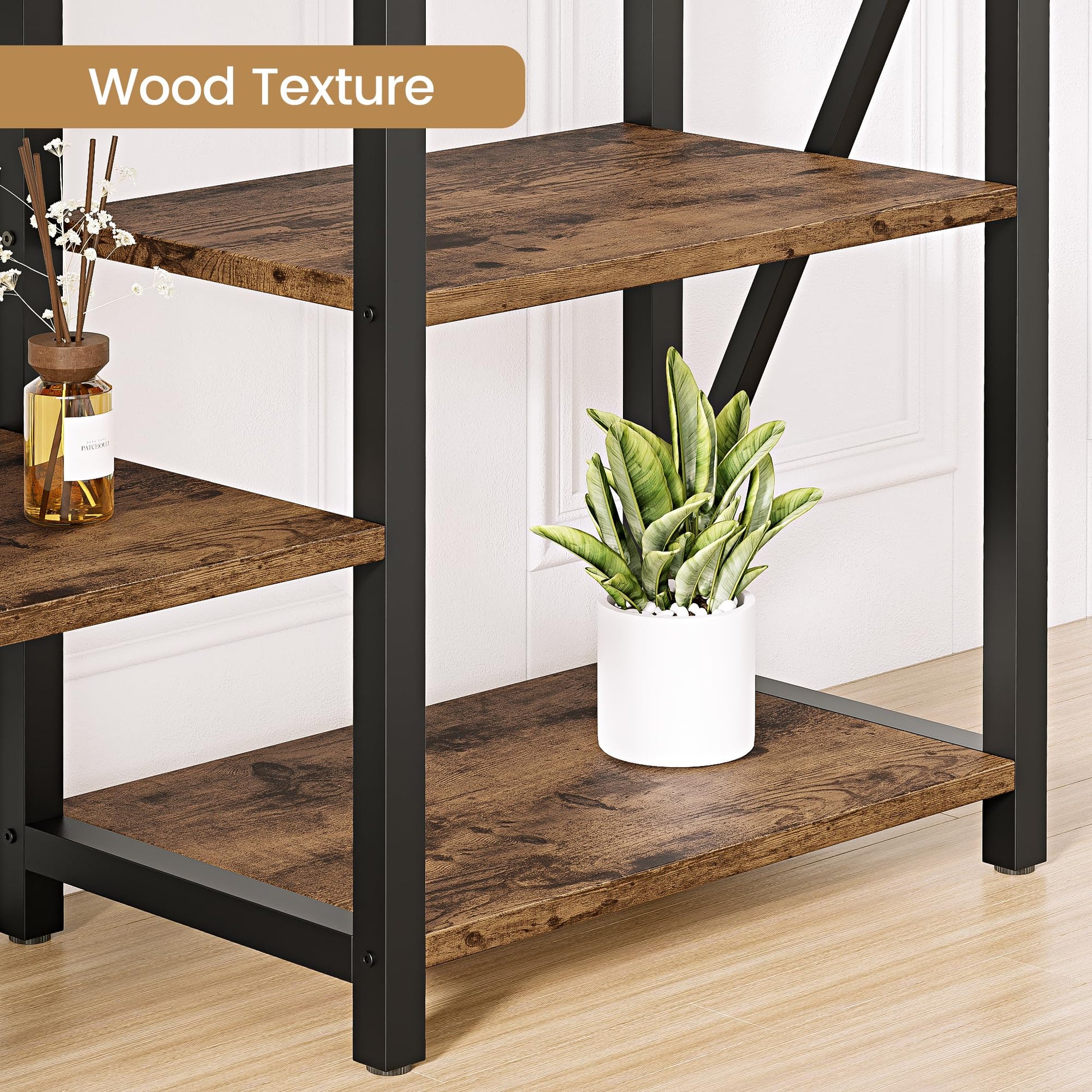 GAOMON 70.8” Triple Wide Rustic Brown 5-Tier Industrial Bookshelf with 14 Open Shelves - WoodArtSupply