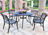 Crosley Furniture Sedona 5-Piece Outdoor Dining Set for 4, 46" Cast Aluminum Round Patio Table and Chairs, Black Crosley Furniture