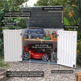 UDPATIO Outdoor Storage Cabinet 35 Cu Ft, Resin Horizontal Outdoor Trash Can Storage Box Lockable Shed 4 x 2 ft for Garbage, Garden Tools, Lawn Mowers UDPATIO