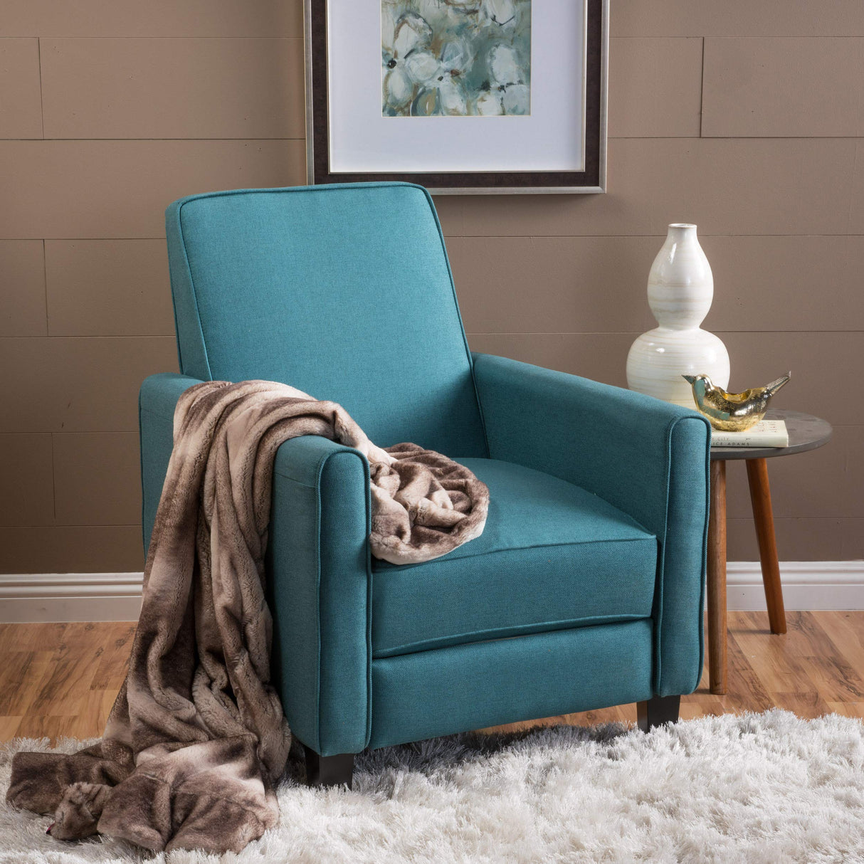 Christopher Knight Home Darvis Fabric Recliner Club Chair, Dark Teal 26.75D x 34W x 36.25H in GDFStudio